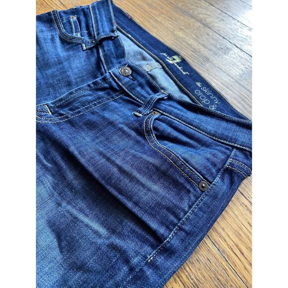 7 For All Mankind ‘The Skinny Crop & Roll’ Blue Jeans sz 28 - Picture 2 of 9
